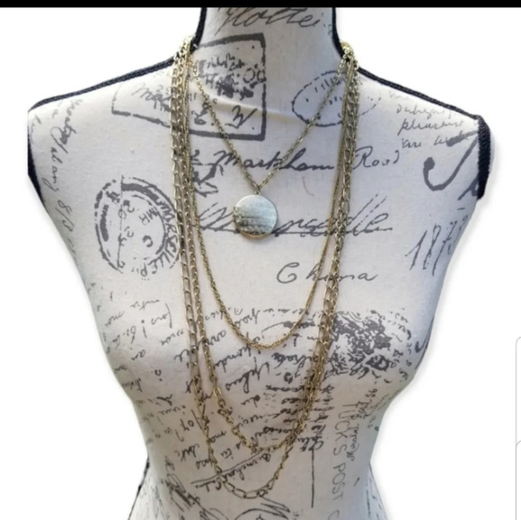 VINTAGE CITATION GOLDTONED LAYERED CHAIN LOCKET NECKLACE - Picture 1 of 4